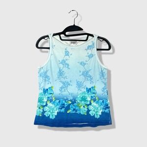 Teaze Tank Top Kids XL 16 Blue Floral Y2K‎ Aesthetic Boho Beachy Cute